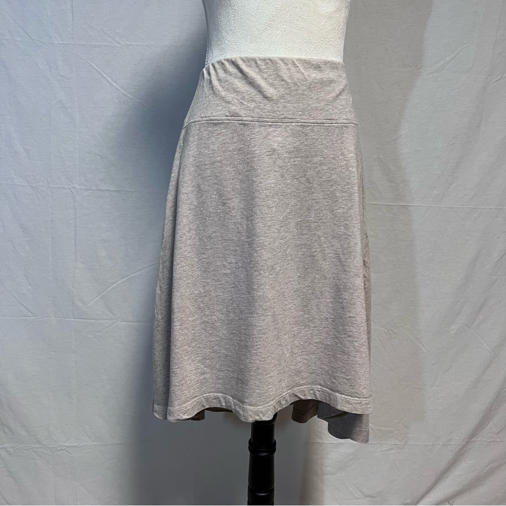 Pure Jill Pima Tencel Midi Skirt Beige Hi Low A Line Size Petite MEDIUM
